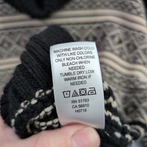 Maurices Cowl Neck Tunic Sweater XL Chunky Thick Warm Geometric Black Tan Soft - Picture 9 of 10